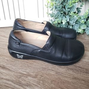 Alegria Keli Black Nappa Leather Slip Resistant Shoes Size EU 39 US 9